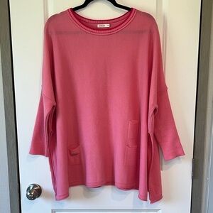 Mersea Pink Catalina Loose Fit Round Neck Women's Travel Sweater Size OS